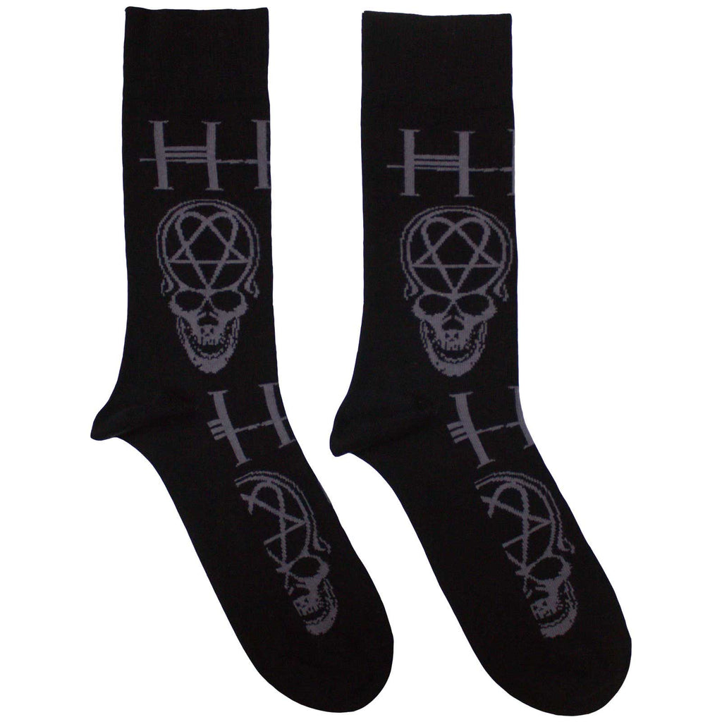 HIM Unisex Ankle Socks: Heartagram Skull (Black) (UK Size 7 - 11)