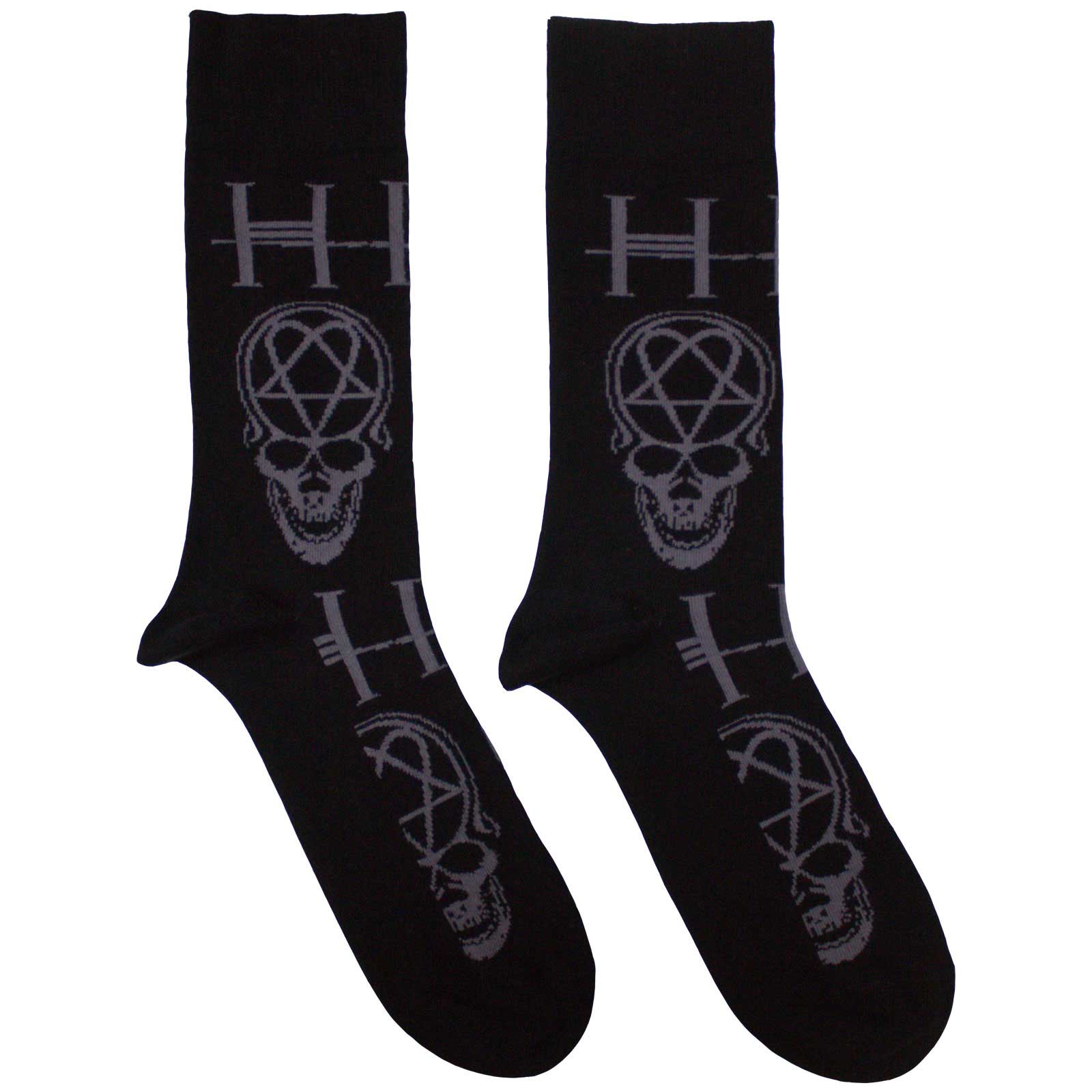HIM Unisex Ankle Socks: Heartagram Skull (Black) (UK Size 7 - 11)