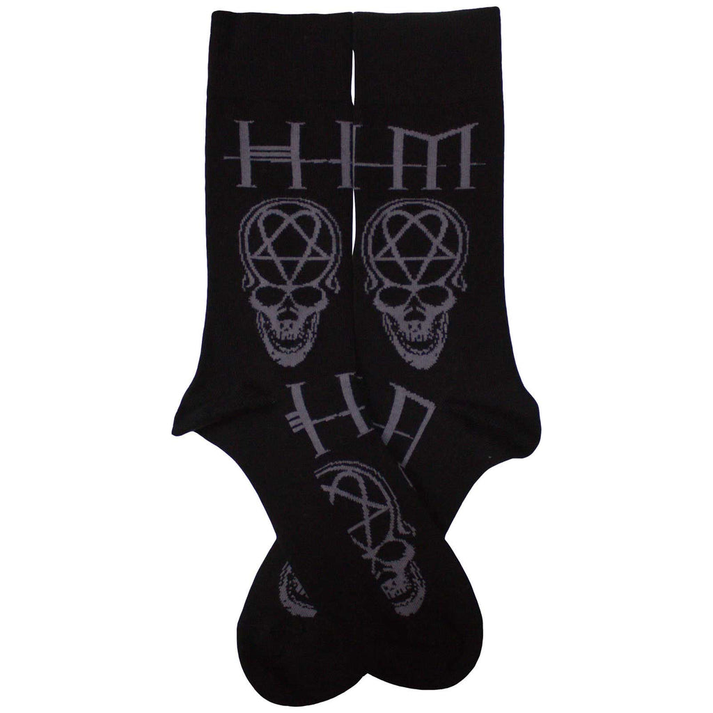 HIM Unisex Ankle Socks: Heartagram Skull (Black) (UK Size 7 - 11)