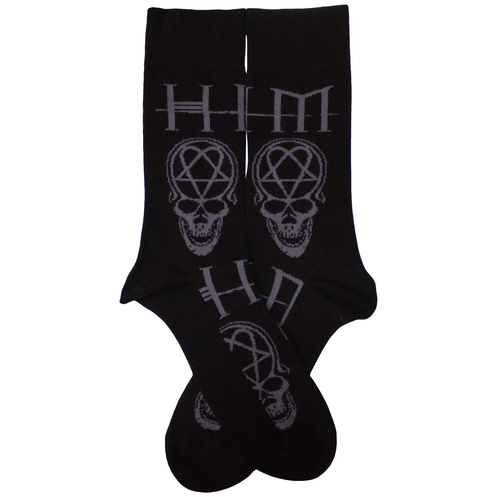 HIM Unisex Ankle Socks: Heartagram Skull (Black) (UK Size 7 - 11)