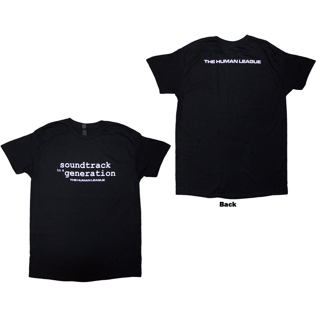 The Human League Unisex T-Shirt: Soundtrack To A Generation (Black) (Back Print & Ex-Tour)