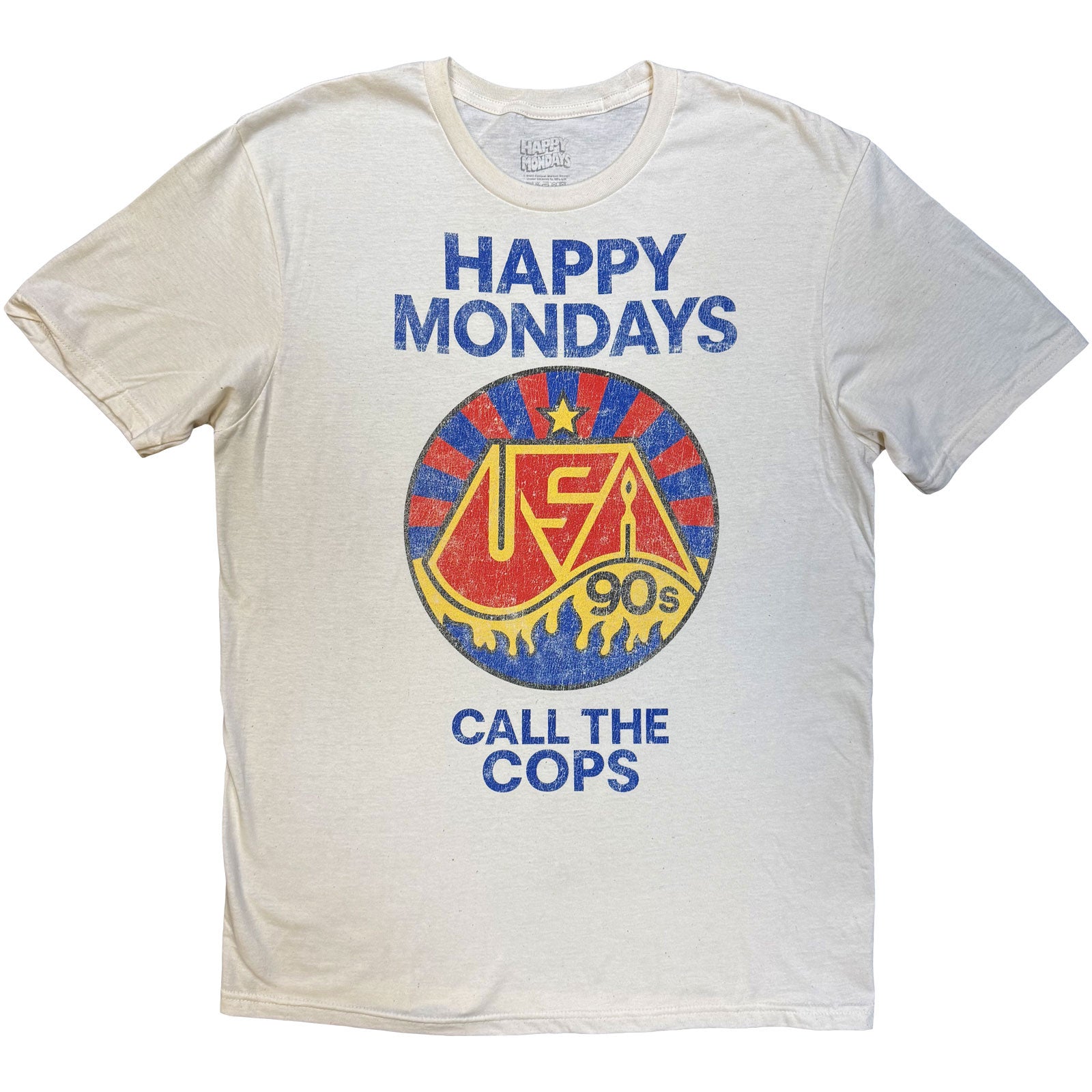 Happy Mondays Unisex T-Shirt: Call The Cops (Natural)