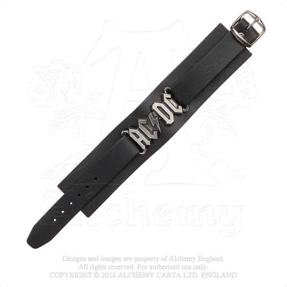 AC/DC Leather Wrist Strap: Logo