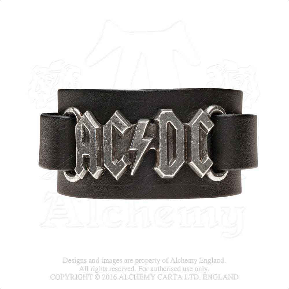 AC/DC Leather Wrist Strap: Logo