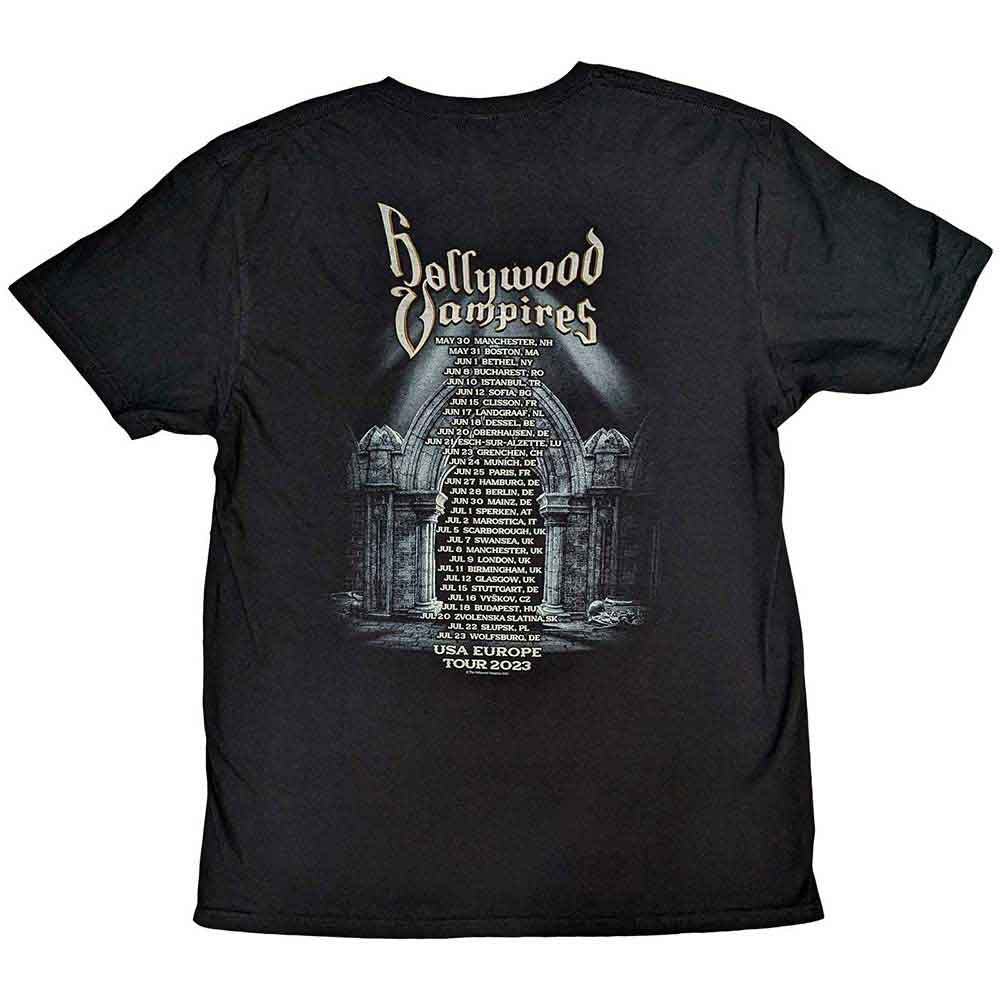 Hollywood Vampires Unisex T-Shirt: Graveyard (Black) (Back Print)