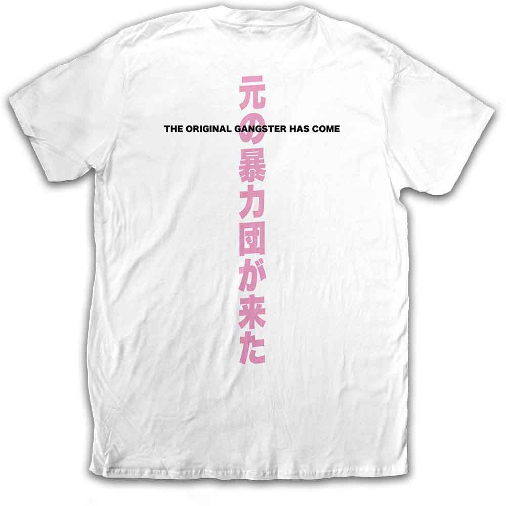 Ice Cube Unisex T-Shirt: Beanie Kanji (White) (Back Print)