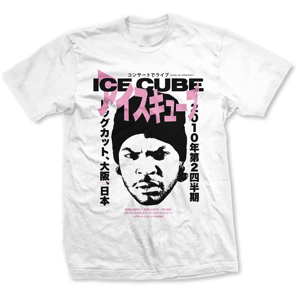 Ice Cube Unisex T-Shirt: Beanie Kanji (White) (Back Print)
