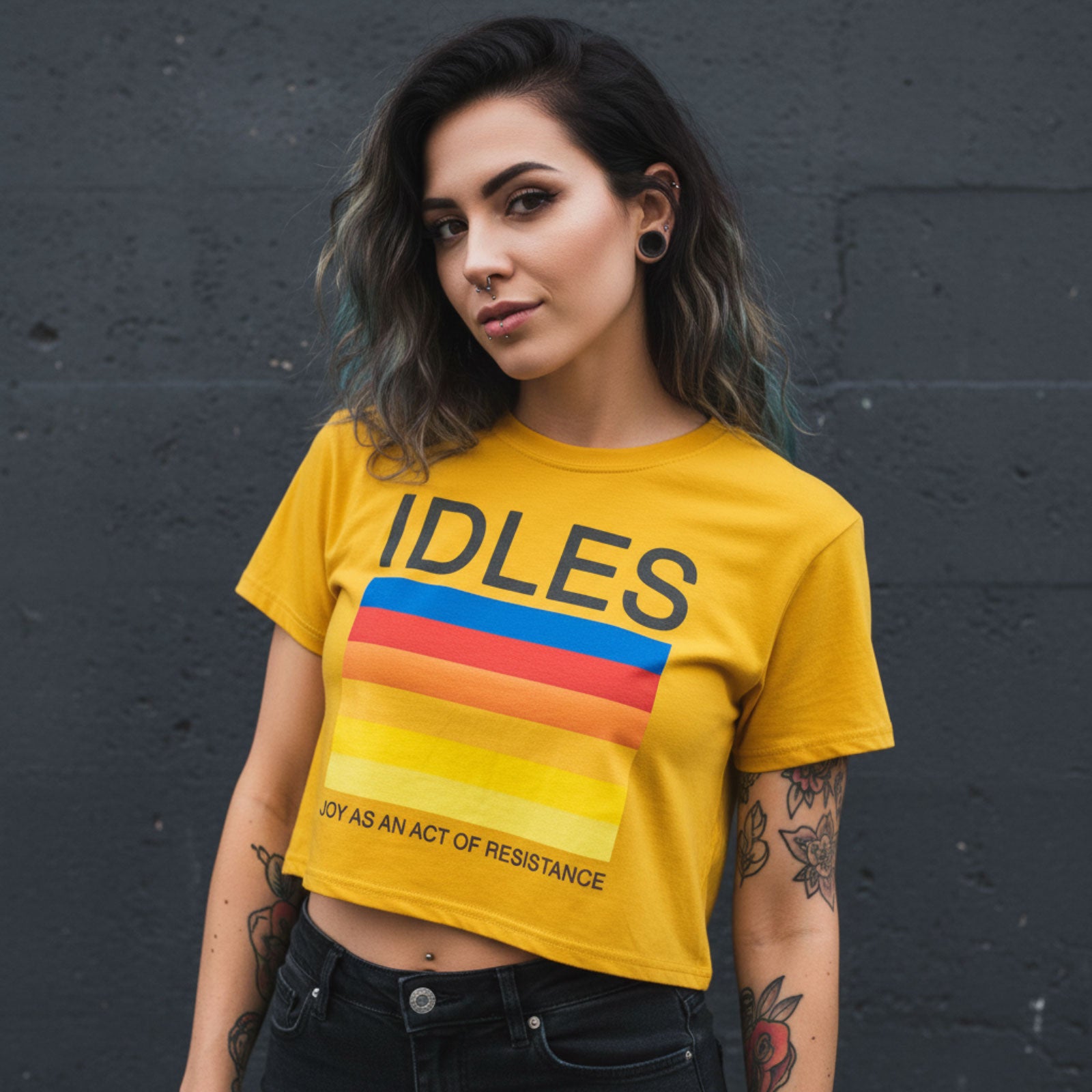 Idles Ladies Crop Top: Resistance (Yellow)