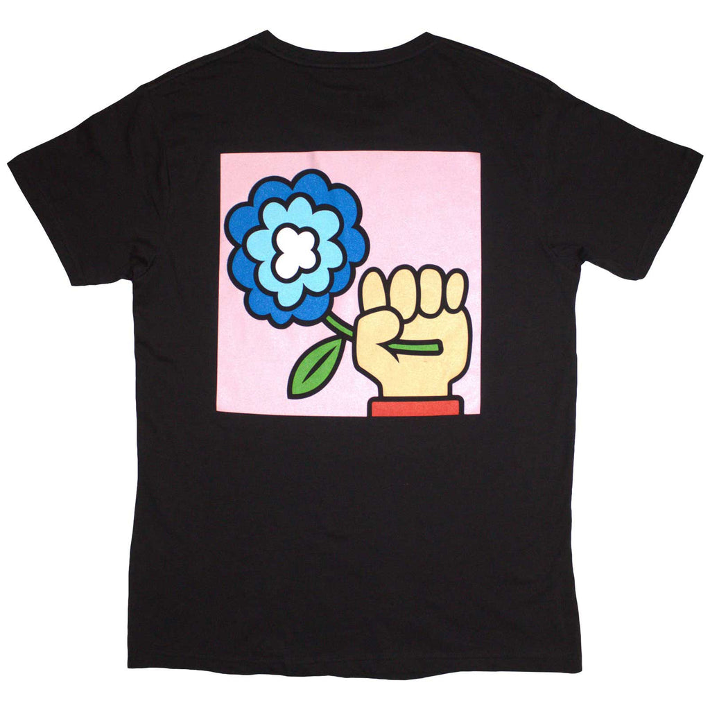 Idles Unisex T-Shirt: Cartoon Flower (Black) (Back Print)