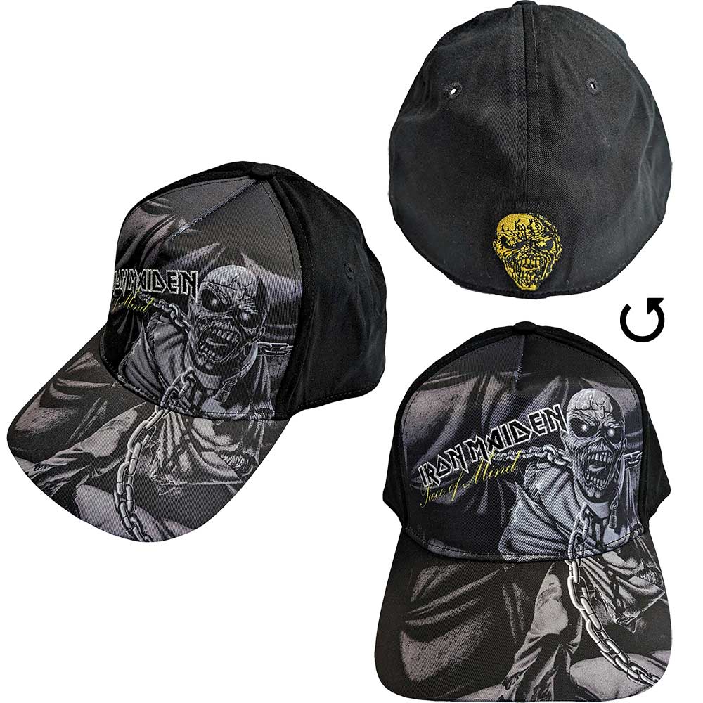 Iron Maiden Unisex Baseball Cap: Piece Of Mind Greyscale (Black)