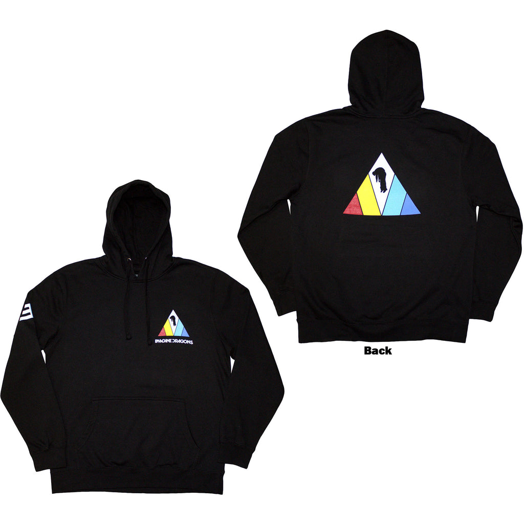 Imagine Dragons Unisex Pullover Hoodie: Triangle (Black) (Back & Sleeve Print)