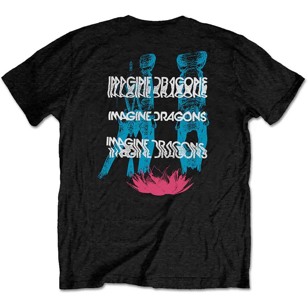 Imagine Dragons Unisex T-Shirt: Man Glitch (Black) (Back Print)