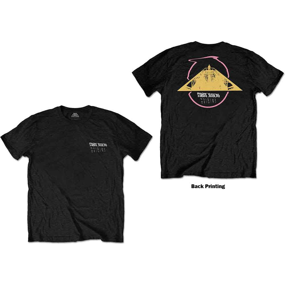 Imagine Dragons Unisex T-Shirt: Original Circle Glitch (Black) (Back Print)