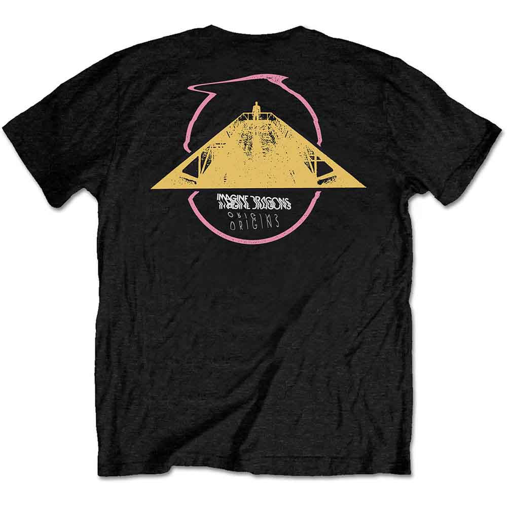 Imagine Dragons Unisex T-Shirt: Original Circle Glitch (Black) (Back Print)