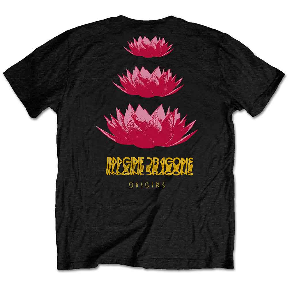 Imagine Dragons Unisex T-Shirt: Origins Lotus (Black) (Back Print)