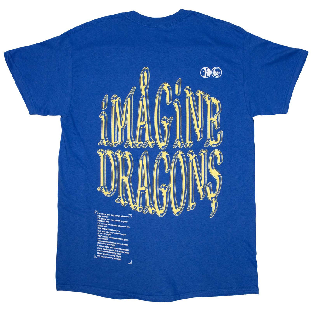 Imagine Dragons Unisex T-Shirt: Lyrics (Blue) (Back Print)