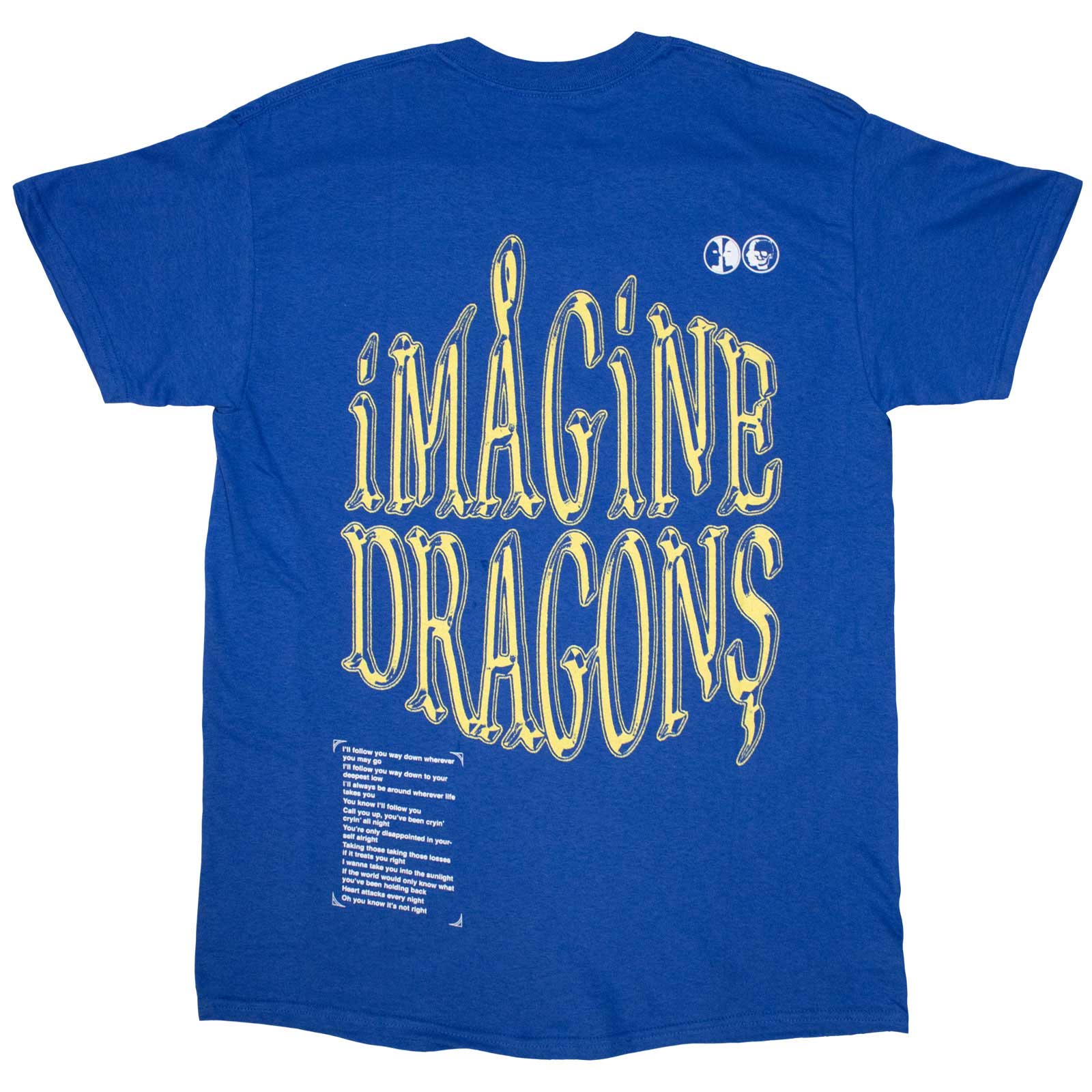 Imagine Dragons Unisex T-Shirt: Lyrics (Blue) (Back Print)