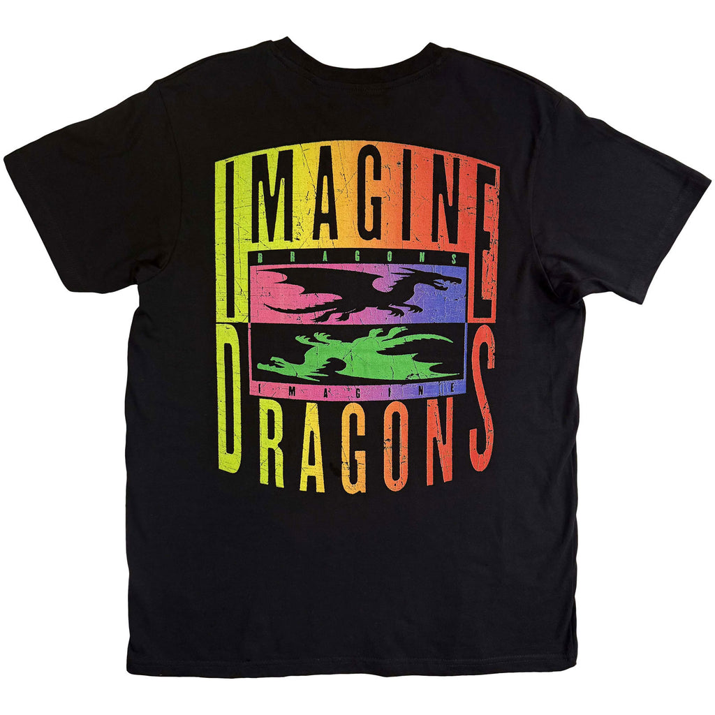 Imagine Dragons Unisex T-Shirt: Double Dragons Pocket (Black) (Back Print)