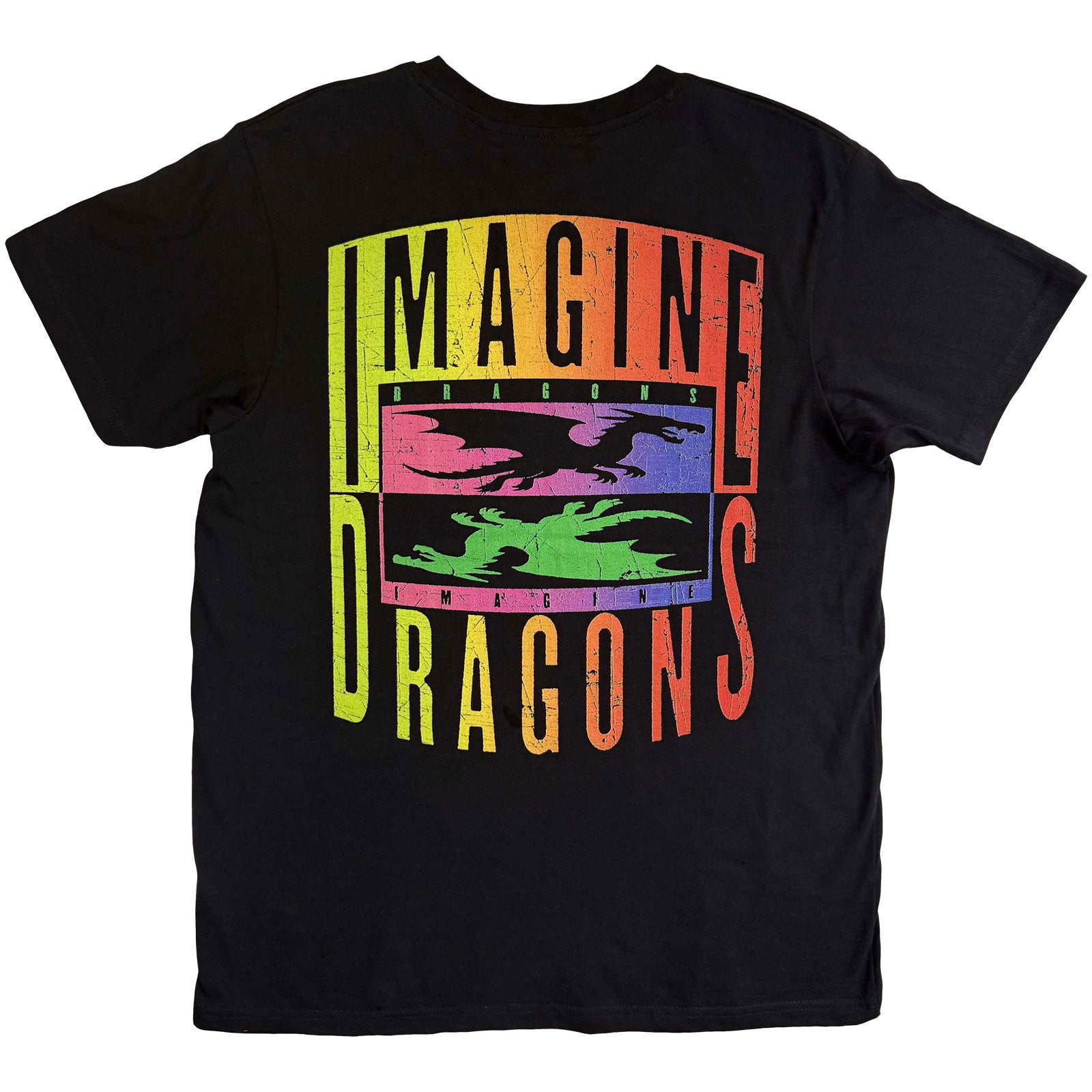 Imagine Dragons Unisex T-Shirt: Double Dragons Pocket (Black) (Back Print)