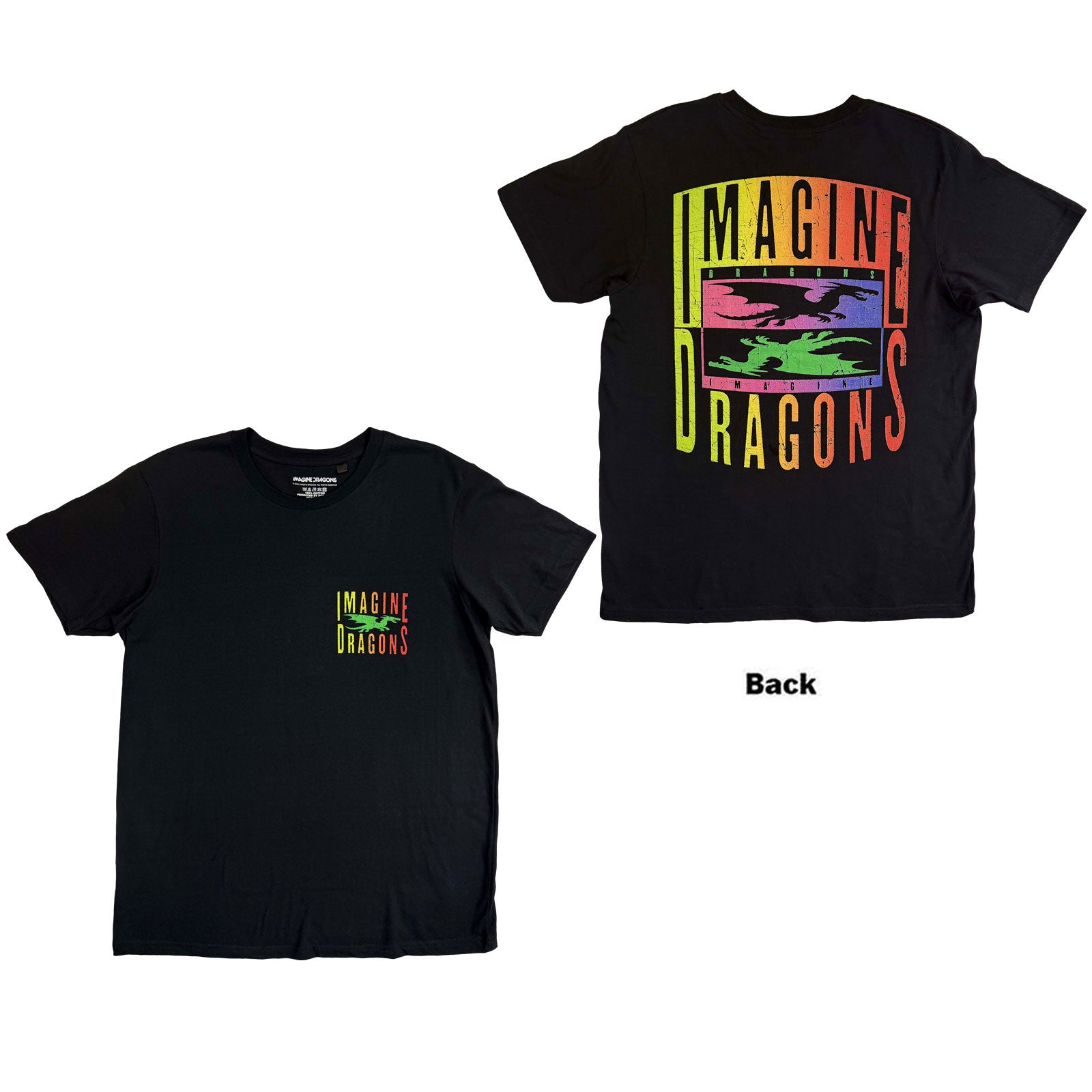 Imagine Dragons Unisex T-Shirt: Double Dragons Pocket (Black) (Back Print)