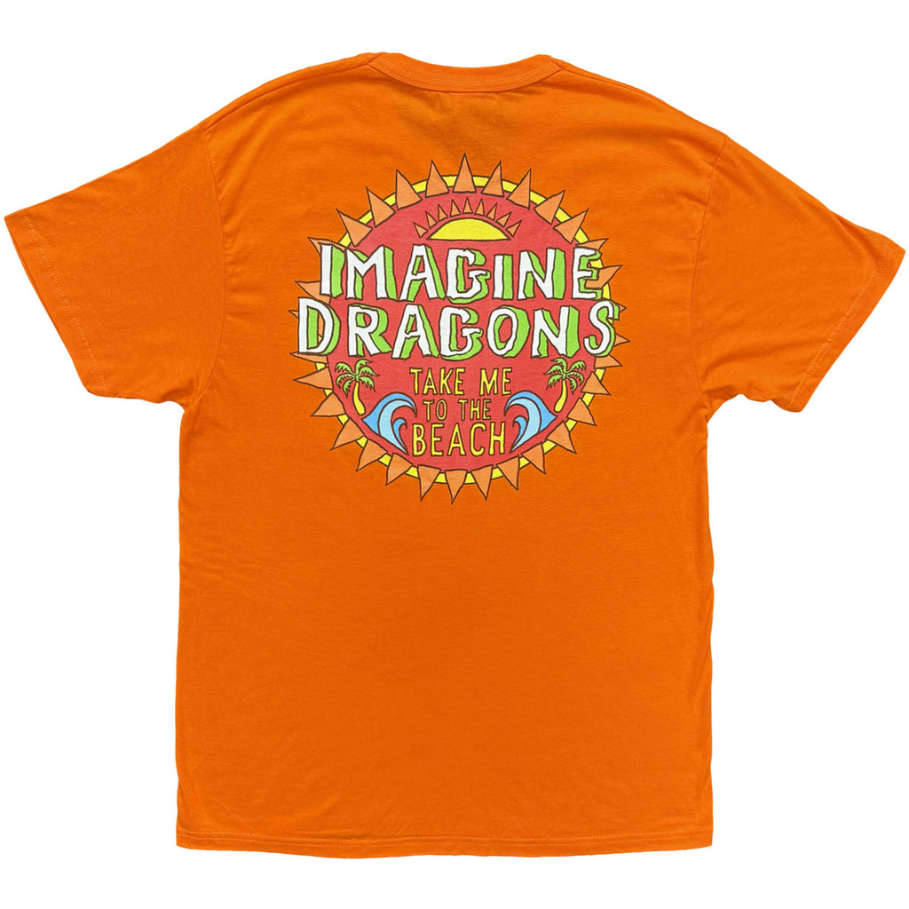 Imagine Dragons Unisex T-Shirt: Take Me To The Beach (Orange) (Back Print)