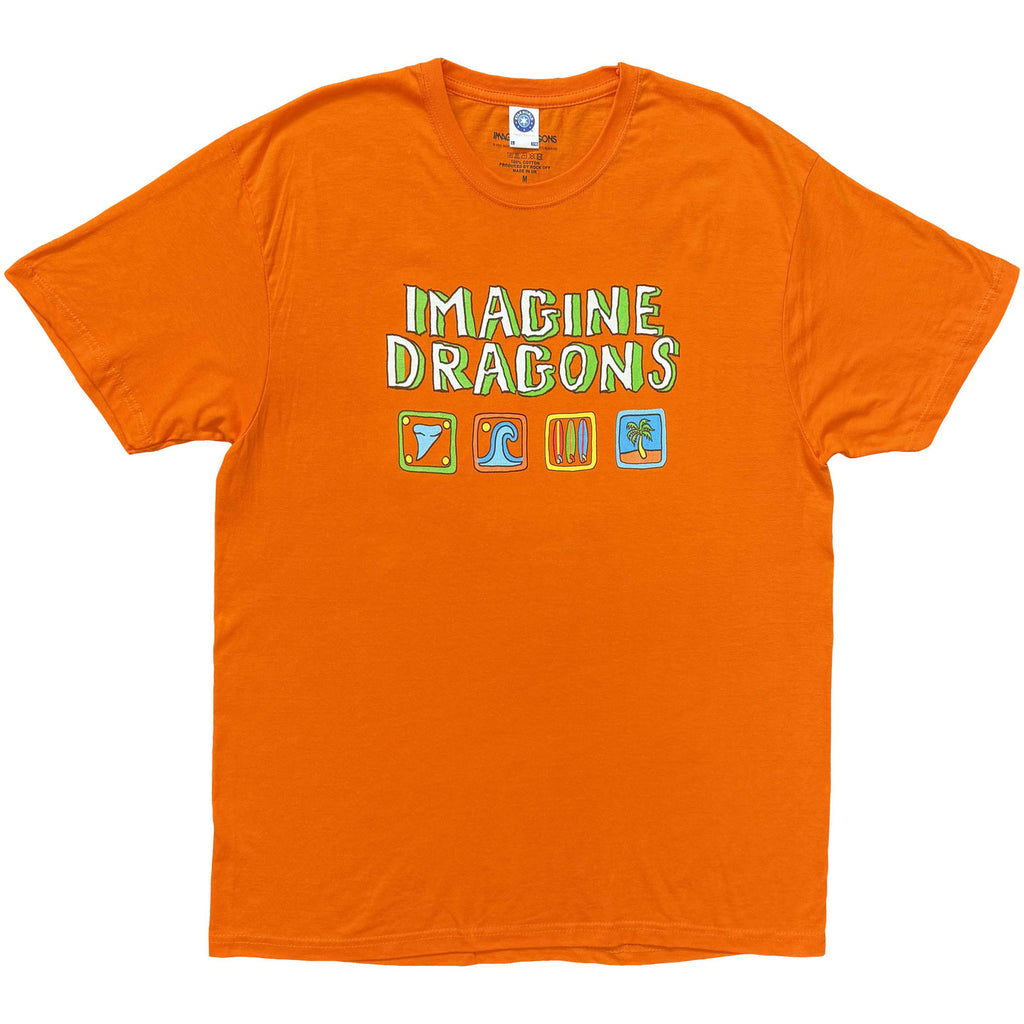 Imagine Dragons Unisex T-Shirt: Take Me To The Beach (Orange) (Back Print)