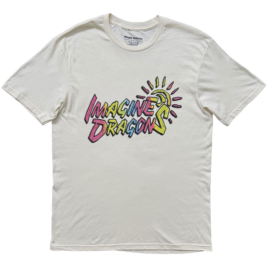 Imagine Dragons Unisex T-Shirt: Sun Logo (Natural) (Back Print)