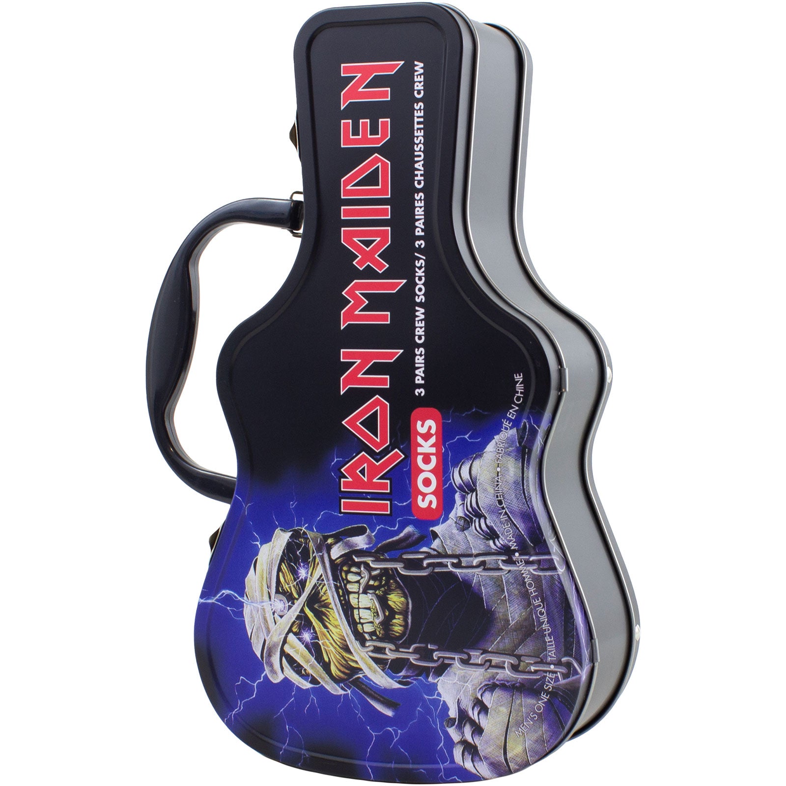 Iron Maiden Unisex Sock Guitar Tin: Logos (Multicolour)  (UK Size 6.5 - 11)