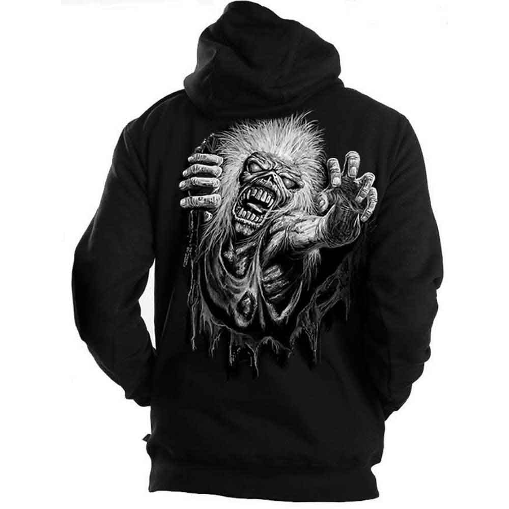Iron Maiden Unisex Zipped Hoodie: No Prayer (Black) (Back Print)
