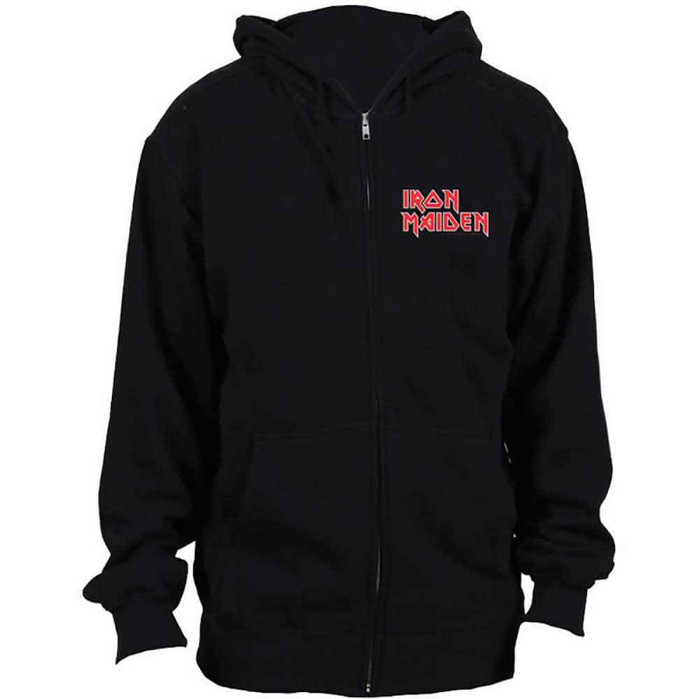 Iron Maiden Unisex Zipped Hoodie: No Prayer (Black) (Back Print)