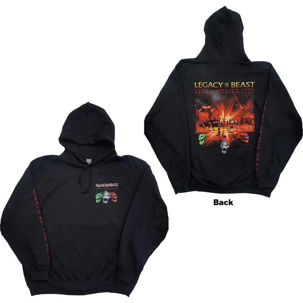 Iron Maiden Unisex Pullover Hoodie: Nights Of The Dead (Black) (Back & Sleeve Print)
