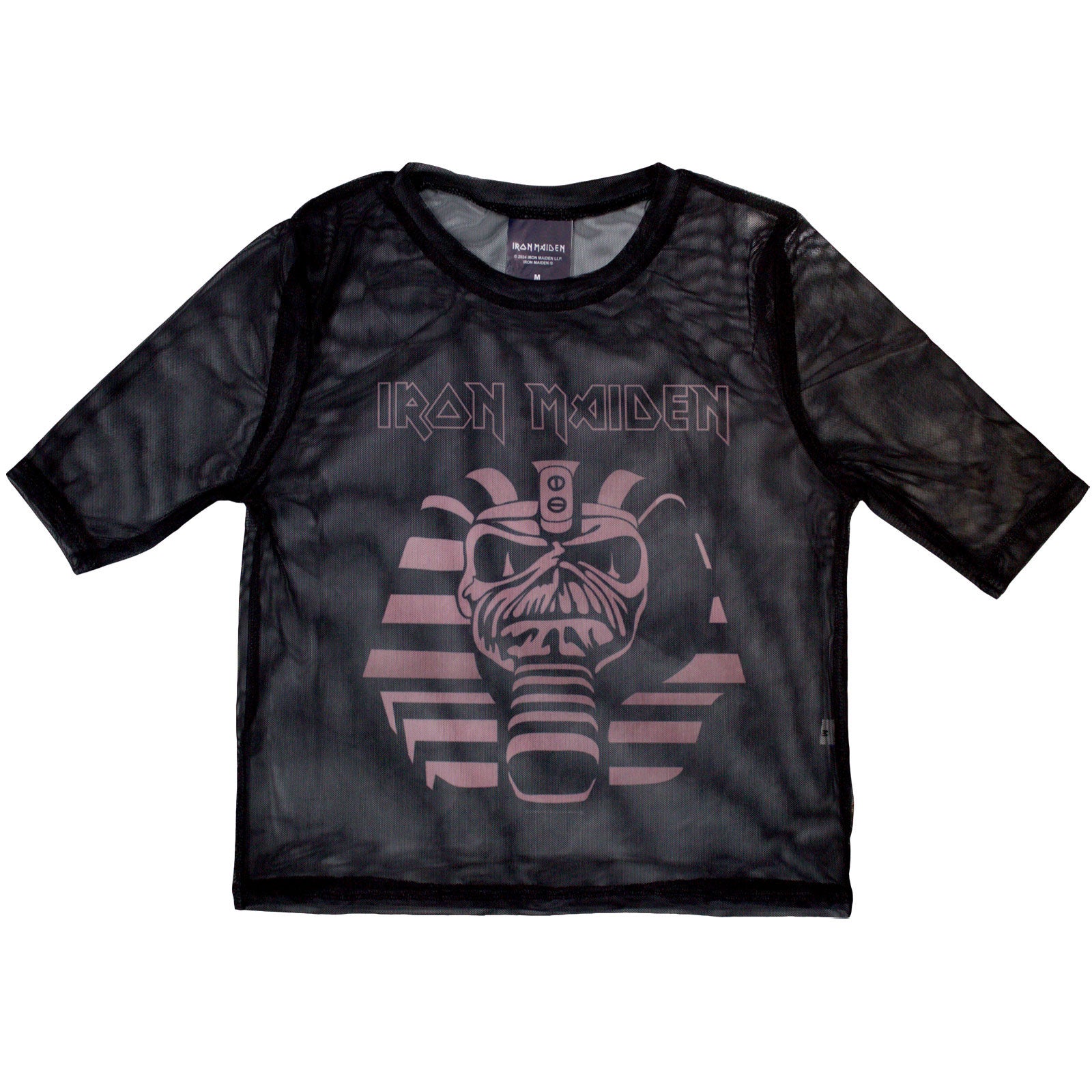 Iron Maiden Ladies Mesh Crop Top: Powerslave Mummy (Black)