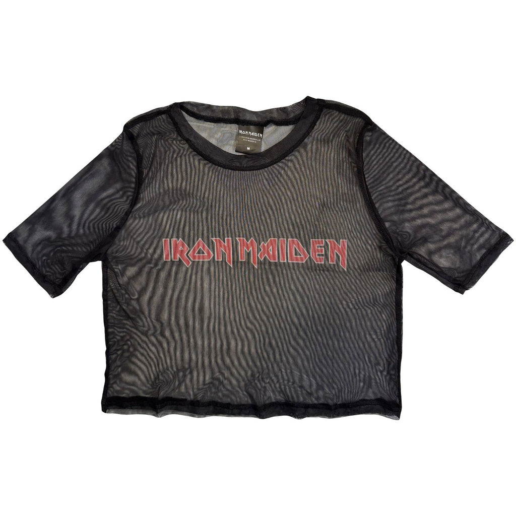 Iron Maiden Ladies Mesh Crop Top: Logo (Black)