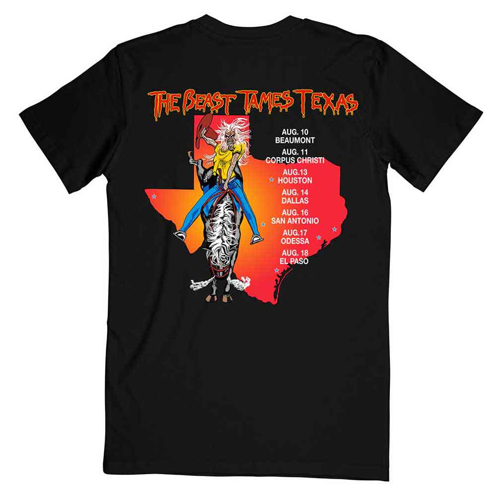 Iron Maiden Unisex T-Shirt: The Beast Tames Texas (Black) (Back Print)