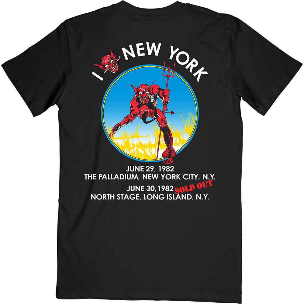 Iron Maiden Unisex T-Shirt: The Beast In New York (Black) (Back Print)