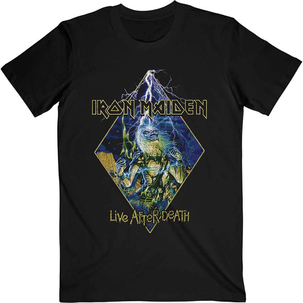 Iron Maiden Unisex T-Shirt: Live After Death Diamond (Black)