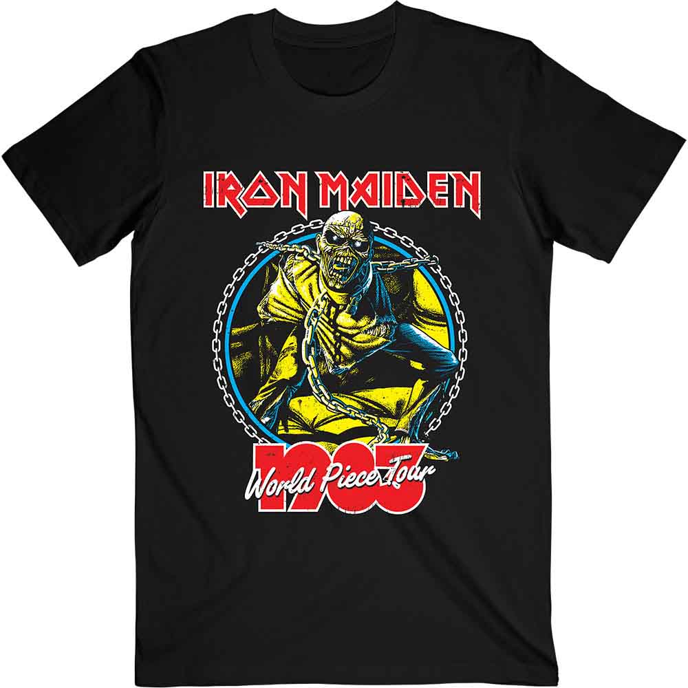 Iron Maiden Unisex T-Shirt: World Piece Tour '83 V.2. (Black)