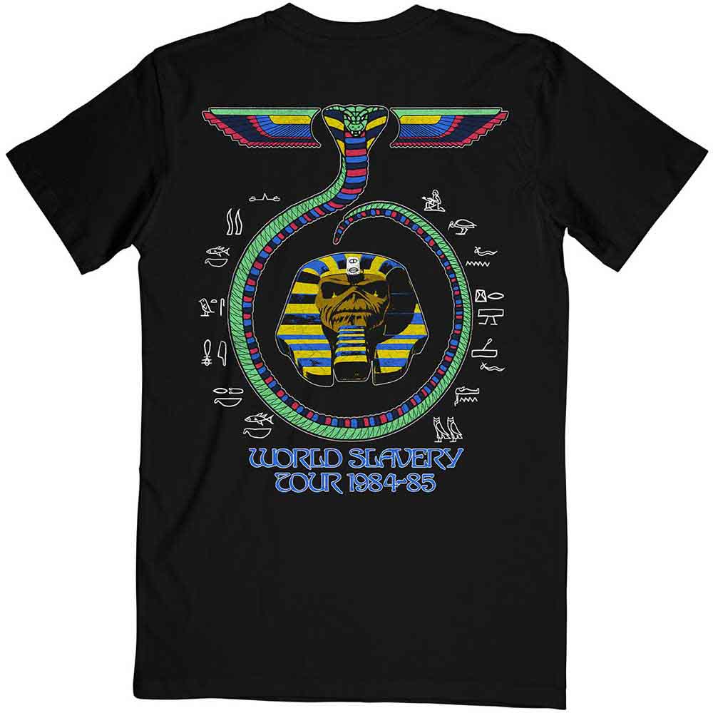 Iron Maiden Unisex T-Shirt: World Slavery Tour '84 - '85 (Black) (Back Print)