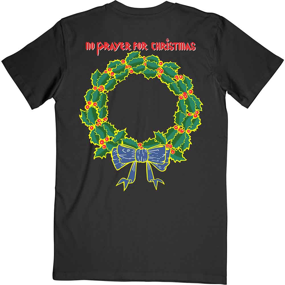Iron Maiden Unisex T-Shirt: No Prayer For Christmas (Black) (Back Print)