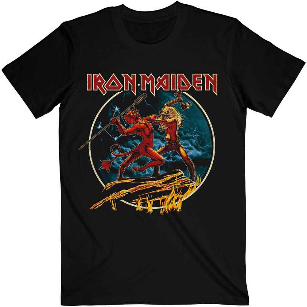 Iron Maiden Unisex T-Shirt: Number Of The Beast Run To The Hills Circular (Black)