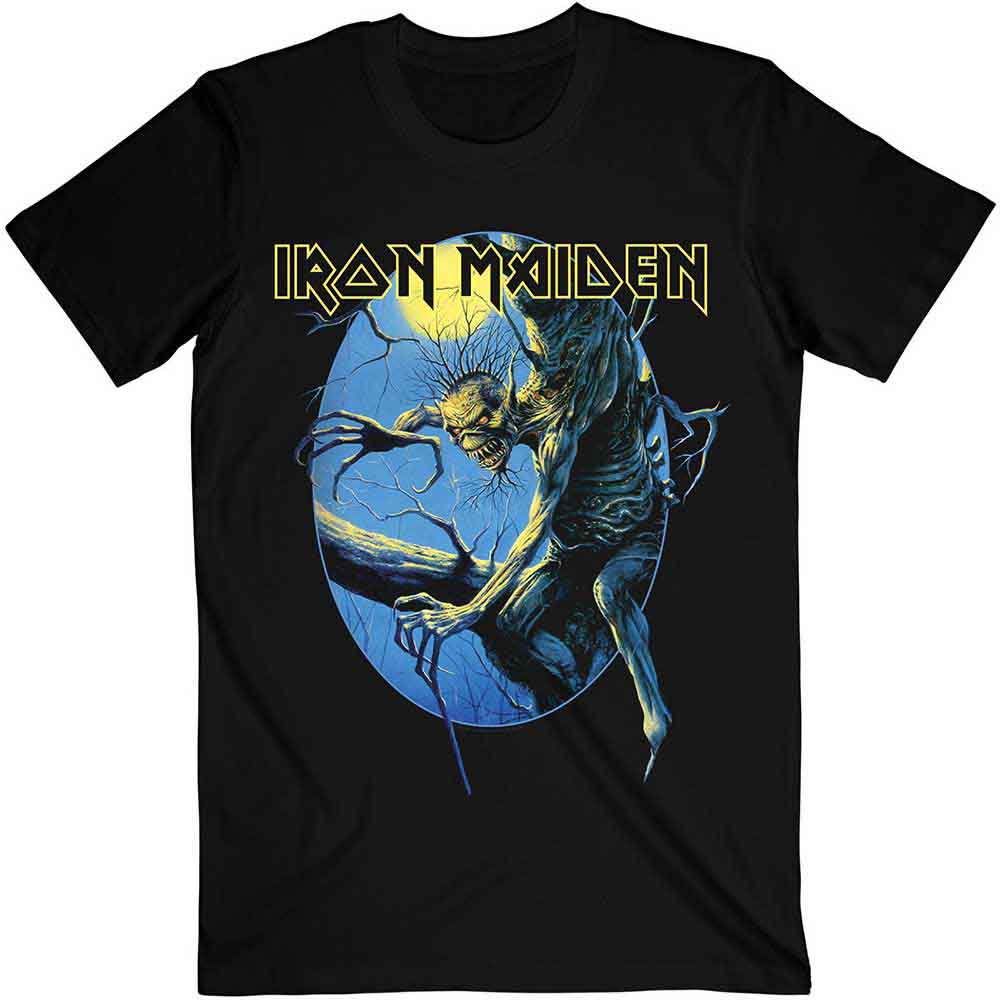 Iron Maiden Unisex T-Shirt: Fear of the Dark Oval Eddie Moon (Black) (Back Print)