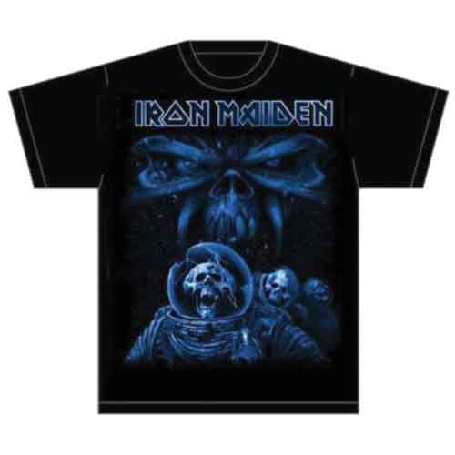 Iron Maiden Unisex T-Shirt: Final Frontier Blue Album Spaceman (Black)