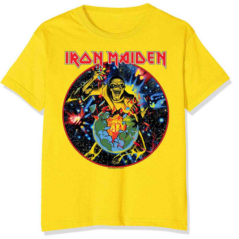 Iron Maiden Unisex T-Shirt: World Piece Tour Circle (Yellow)