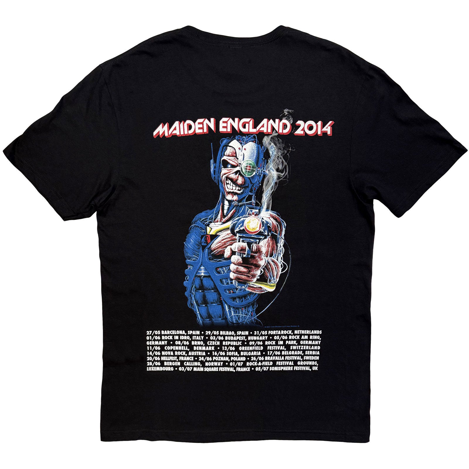 Iron Maiden Unisex T-Shirt: England 2014 Tour (Black) (Back Print)