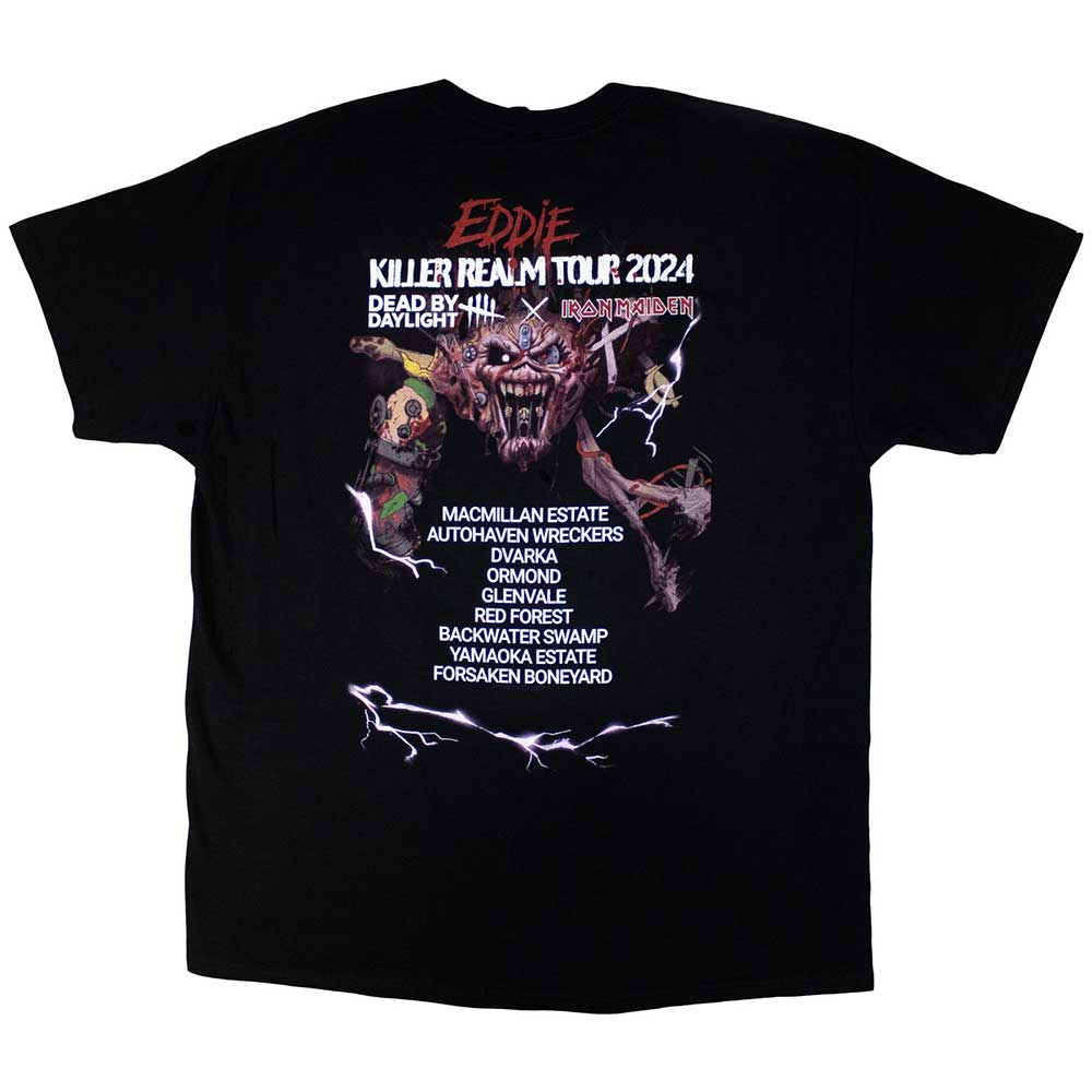 Iron Maiden Unisex T-Shirt: Dead By Daylight Killer Realm (Black) (Back Print)