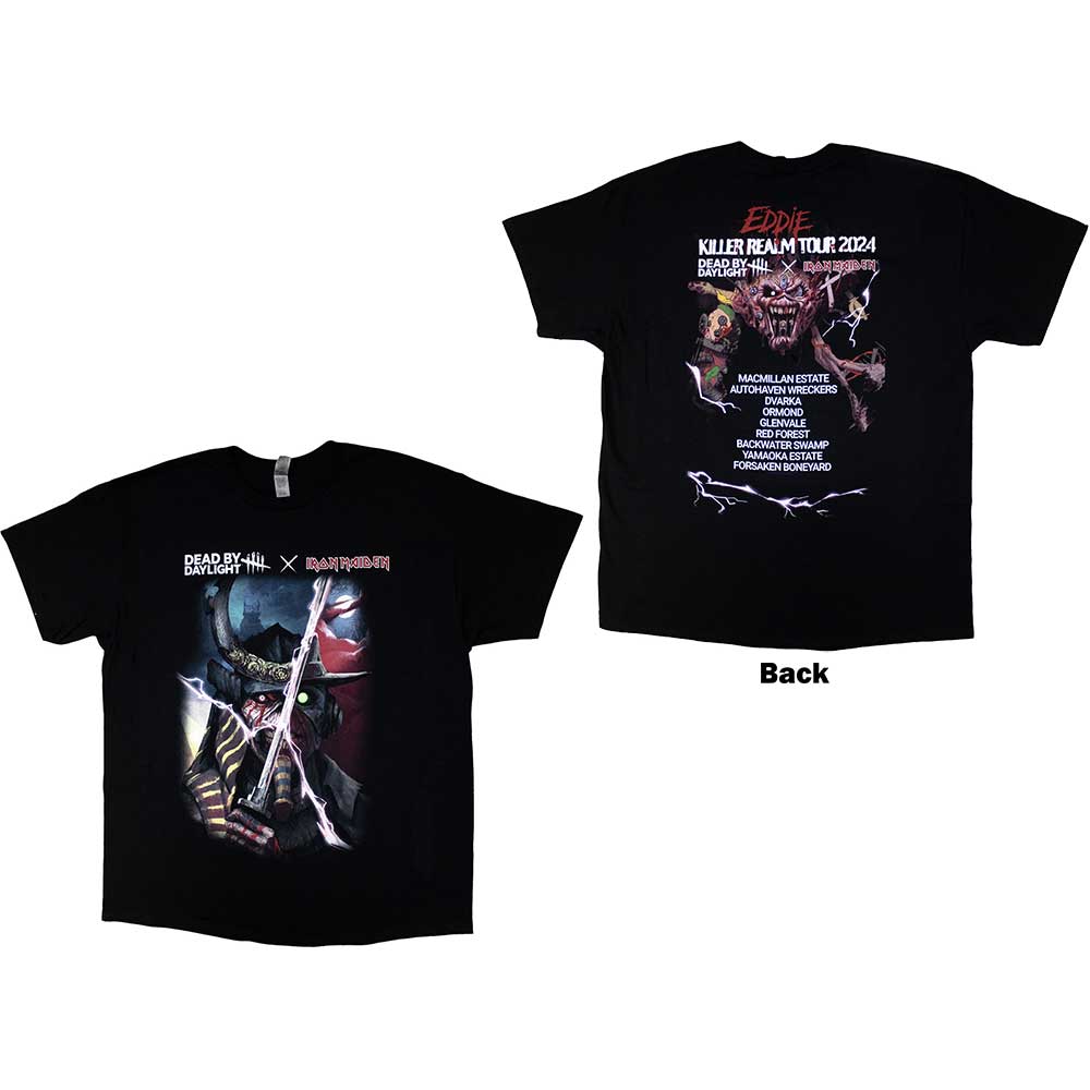 Iron Maiden Unisex T-Shirt: Dead By Daylight Killer Realm (Black) (Back Print)