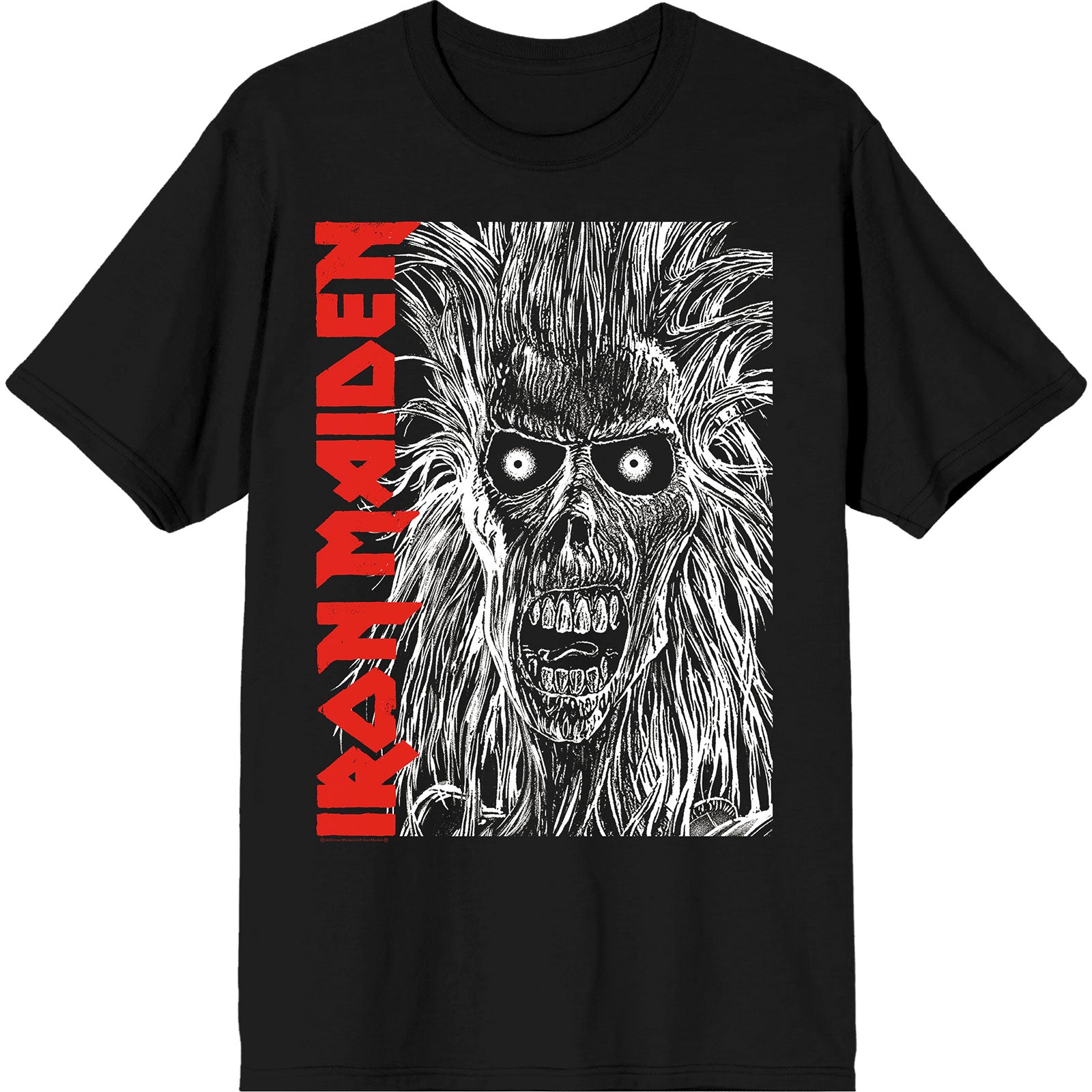 Iron Maiden Unisex T-Shirt: Eponymous Face Red Logo (Black)