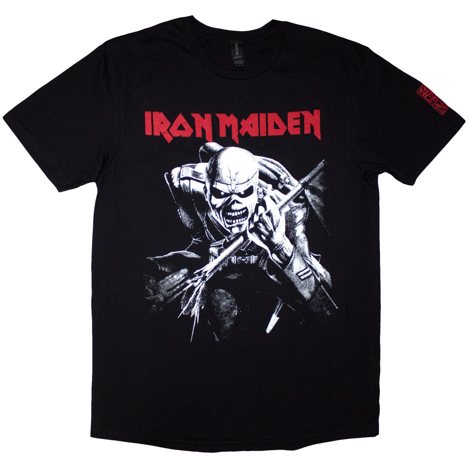 Iron Maiden Unisex T-Shirt: 50 Trooper Charge White (Black) (Sleeve Print)