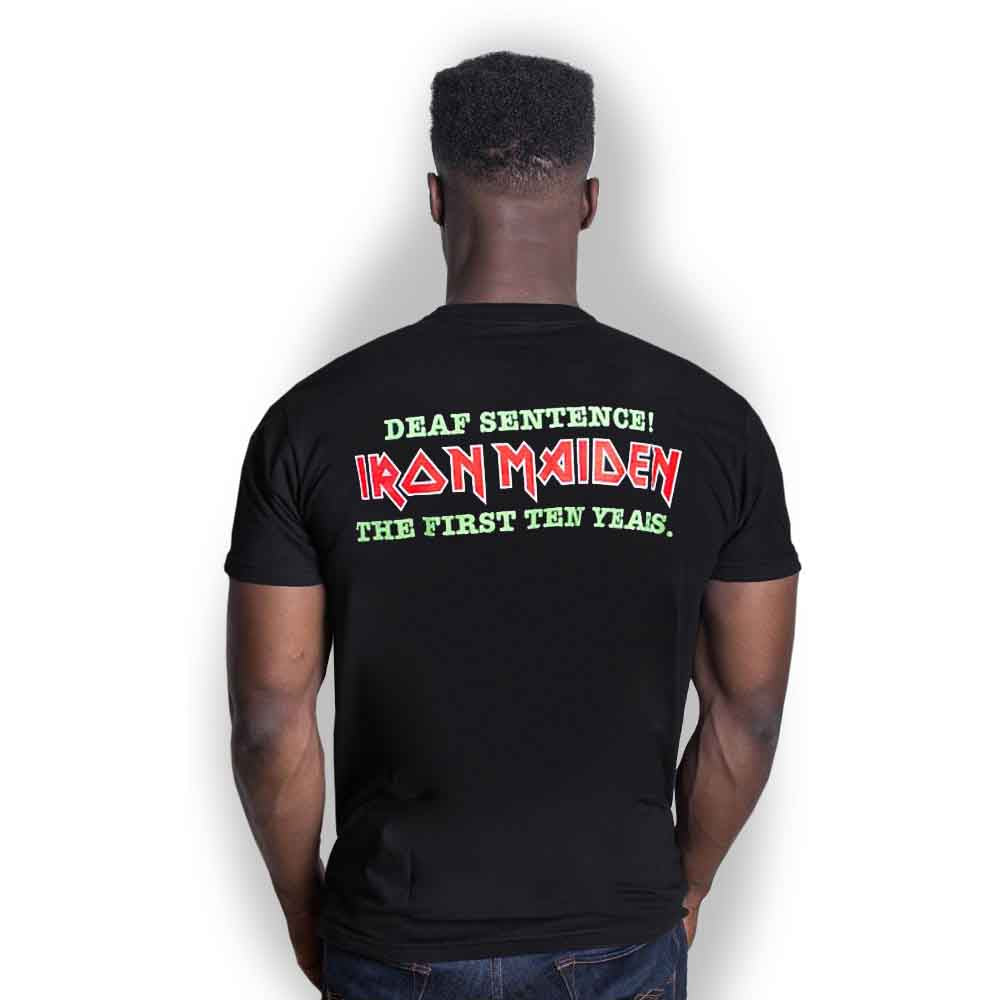 Iron Maiden Unisex T-Shirt: Deaf Sentence (Black) (Back Print)