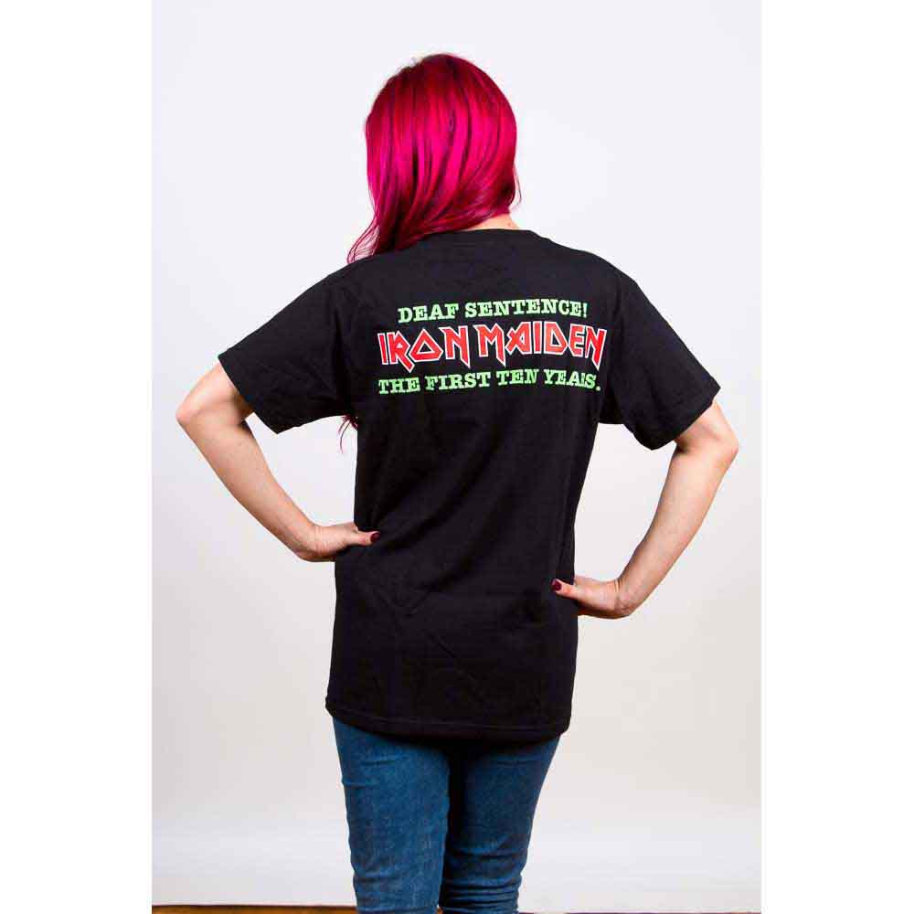 Iron Maiden Unisex T-Shirt: Deaf Sentence (Black) (Back Print)